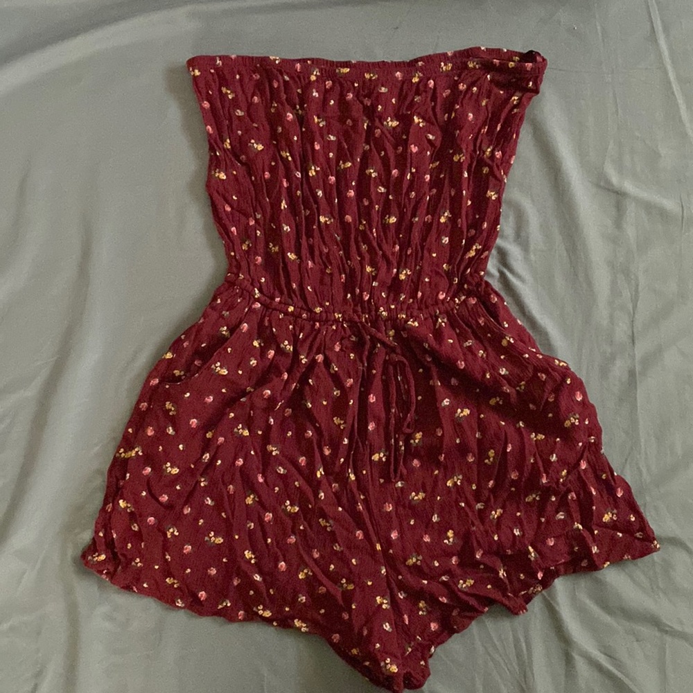 Hollister red floral romper